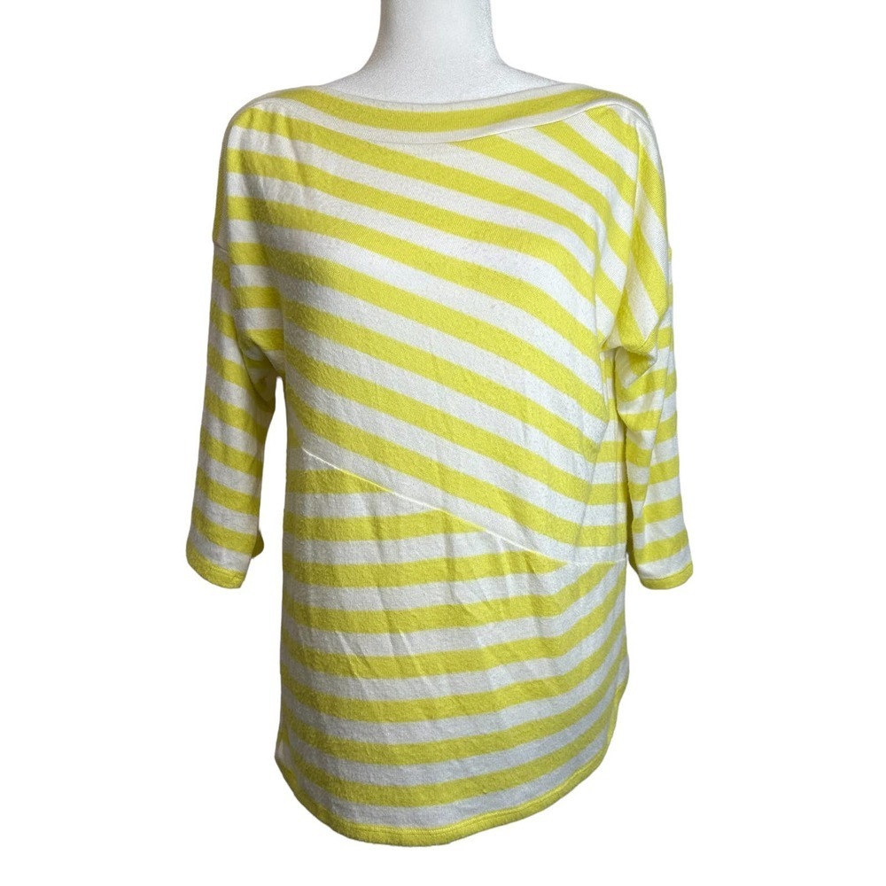 Soft Surroundings Tops Women’s sz. SMALL Yellow White Crew Neck 3/4 Sleeve